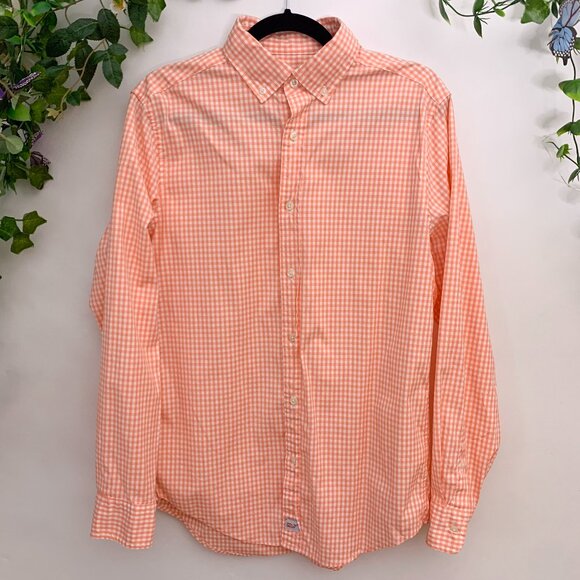 Vineyard Vines Classic Fit Murray Orange Checkered Button Down Shirt Size Small - Picture 1 of 6